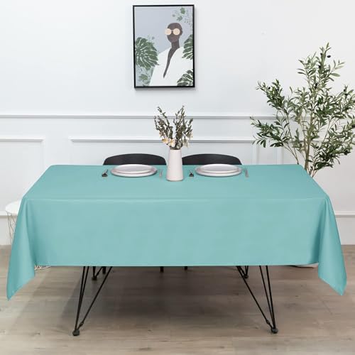 Image of sancua Rectangle Tablecloth - 60 x 120 Inch - Stain and Wrinkle Resistant Washable Polyester Table Cloth, Decorative Fabric Table Cover for Dining Tables, Buffet Parties and Camping, Turquoise