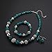 Beaded Chunky Statement Necklace Earring and Bracelet Set Silver Metal Bead Fashion Jewelry Set Mothers’ Day Gifts for Women (Sea Green)