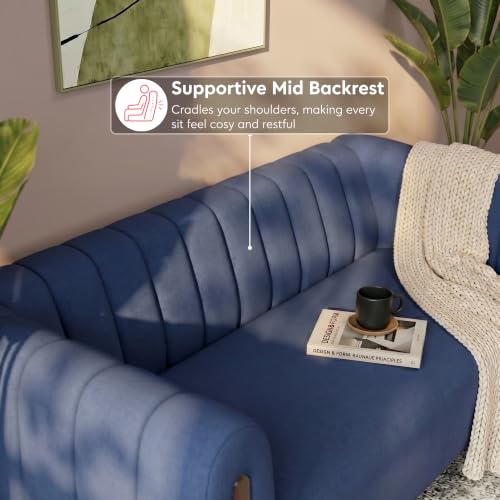 Image of Interio by Godrej Sofa Paramount 6 Seater Fabric Sofa Set (3+2+1) for Living Room, 1-Year Warranty, Solid Wood, Ocean Blue