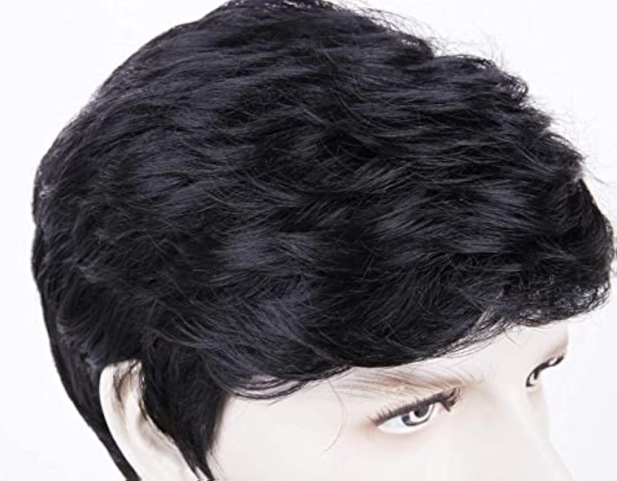 Men's Short Black Synthetic Wig, Cosplay Style
