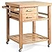 PETSITE Bamboo Kitchen Island Cart, Butcher Block Table on Wheels with Drawers, Shelves, Towel Rack