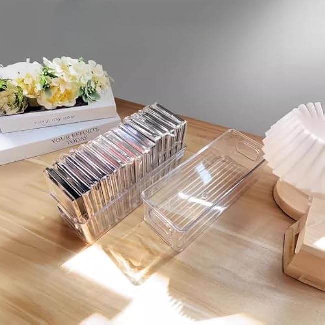 Clear Plastic Long Storage Bin Stackable Organizer for Pantry,Desk Kitchen
