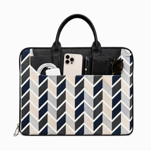 Image of Tabelito Designer Printed Laptop Sleeve for Women (13-15.6 Inch) | Jute & Vegan Leather Office Handbag | Lightweight Stylish Work Bag with Handle