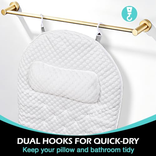 Full Body Bath Pillow for Bathtub, Thick Soft Tub Cushion with Non-Slip Suction Cups Dual Hooks, Luxury Spa Pillow for Neck Back and Hip Support, 55