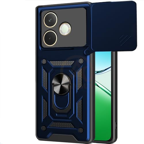 Image of Armor Bumper Back Cover Case for Oppo A5 Pro 5G Rotating Camera Cover, Ring Holder & Kickstand | Heavy Duty & 360 Degree Protection Oppo A5 Pro 5G Back Cover (Blue)