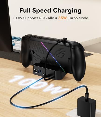 SIWIQU Docking Station for ROG Xbox Ally X/ROG Xbox Ally, Portable TV Dock Station Replacement with 4K@144Hz HDMI Adapter/Gigabit Ethernet/2 USB-A Port/100W USB-C Port - 2