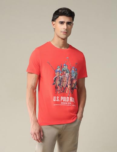 Image of U.S. Polo ASSN. Brand Printed Cotton T-Shirts for Men - Slim Fit, Half Sleeves Mens Casual T Shirts