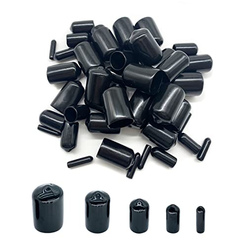 60 Pieces Rubber End Caps Flexible Screw Protector Caps 1 8  1 4  3 8  1 2  3 5  Rubber Covers Caps Assortment Kit