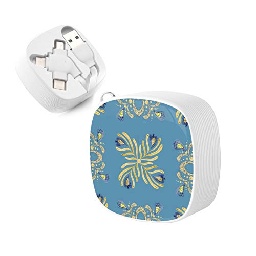 Portable Retractable USB Charging ccable, 4ft Multiple USB Cable Universal 3 in 1 Charging Cable Cord Adapter with Port connectors Type C Micro USB Compatible iPhone Cell Phones Tablets