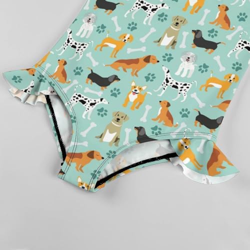 Image of Girls One Piece Swimsuit Cute Alpacas Hearts Stars Ruffles Swimwear Bathing Suits 3-12 Years