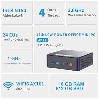 AWOW AK11 Mini PC Intel N150 (bis zu 3,6 GHz), 16GB RAM 512GB SSD, 4K Dual-Screen, Dual Gigabit Ethernet, WiFi 6, BT 5.2, Type-C, W11 Pro – Mini Desktop für Büro, Homeoffice und Schule – Ansicht 3