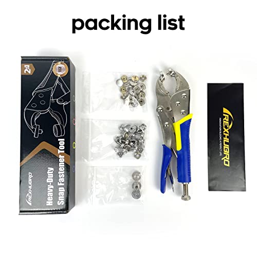 Rexhubro Snap Fastener Tool,Snap Tool For Boat Covers, Heavy Duty Snap Setter Pliers Canvas Snap Fasteners Kit Includes 20 Sets 15Mm Stainless Snaps, Blue #TOP5
