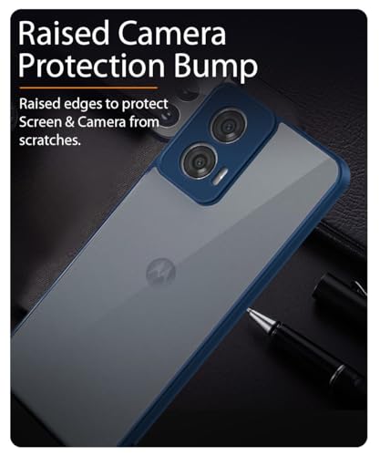 Image of WOW IMAGINE Shockproof Hybrid Back Cover for Motorola Moto Edge 50 Fusion 5G | Moto G96 5G | Hard Slim fit Back Case | PC & TPU | Clear Transparent Case - Blue