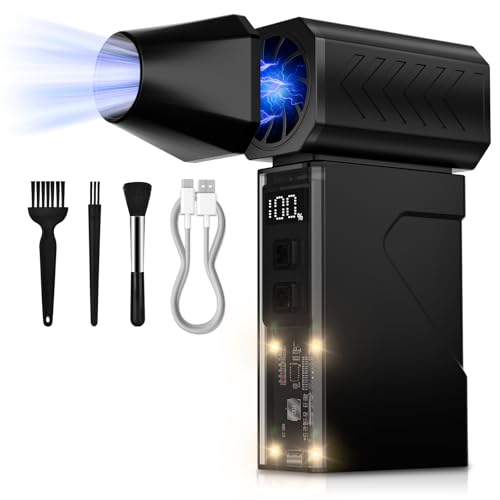 Compressed Air Duster, 130000RPM Electric Air Duster with LED Light, Mini Air Blower (10000mAh) Rechargeable Cordless for Keyboard Cleaning,Car and Home Cleaning Kit Replaces Compressed Air Can