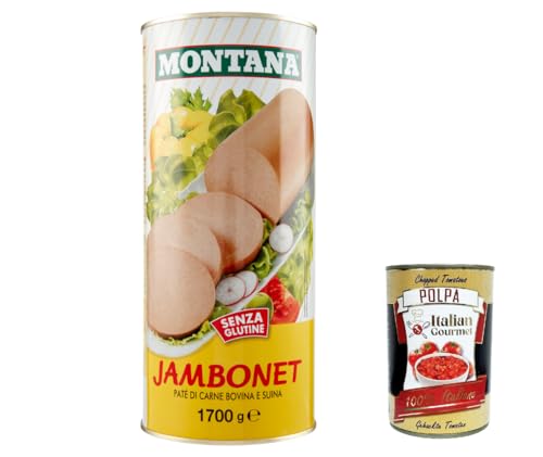 3x Montana Jambonet Pate Rind und Schweine patè di carne bovina e suina 1,7Kg + Italian Gourmet polpa 400g