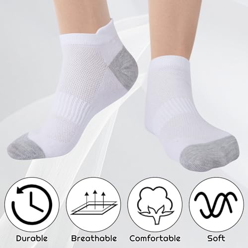 6 Pairs Ankle Socks White Sport Sock White Low Cut Socks with Mesh Breathable Design for Men(39-45)3
