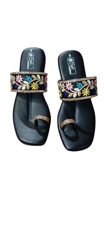 Sai Leathers Women's Black Flat Slippers| Comfortable, Lightweight, Anti-skit|SL_185-image-33