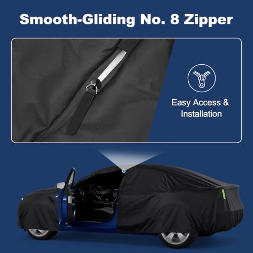 Image of QUNSUNUS Car Cover for Chevy Corvair 2 /4-door Waterproof with Cotton Lining | Heavy 420D Oxford Outdoor All-Weather 1960-1969 Corvair Car Covers, with Zipper and Straps, for Dust, Sun, Wind Protection