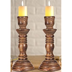 Wooden Candlestick Holder Stand Decorate Your Dinner Table Christmas Decoration Coffee Table Wedding Party Family Gatherings Home Spa Decorative Candle Holder 8 Inch Set of 2 Burnt