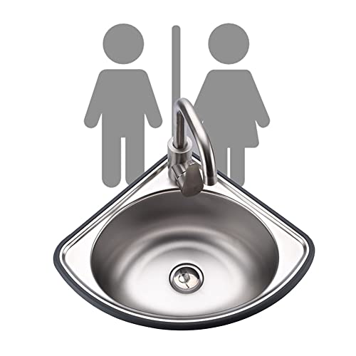Lavabo de salle de bain triangulaire en inox avec cuvette d'angle 34cm