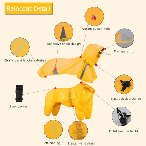 BAMY 2 peças de capa de chuva grande para cães com capuz e capuz divididos à prova d'água para anim