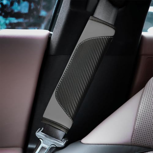 Image of Osilly 2PCS Car Seat Belt Cover, Carbon Fiber Seatbelt Shoulder Protection, Soft Car Seat Belt Strap Cushion Protect Your Neck and Shoulder, Car Accessories Seat Belt Pad for Car Truck (Black /Gray)