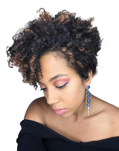 QUEENTAS 3 Pack 10 Inch Crochet Hair Extensions for Black Women Natural Black/Brown Easy Install African Jamaican Bounce Jerry Wand Spiral Curly Braid(8mm)Long-Lasting Shape for Daily Wear DIY Styling