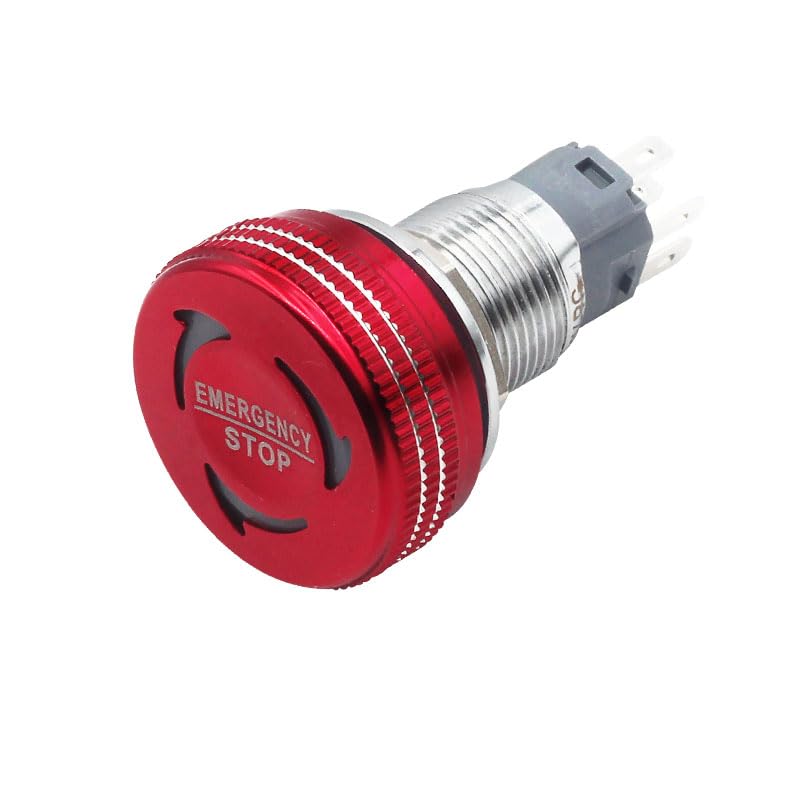 Rotation Stop Button Metal Emergency Switch Brake 16/19/22mm with Plug-in Base 1Pcs(16MM Type E,1NO1NC)