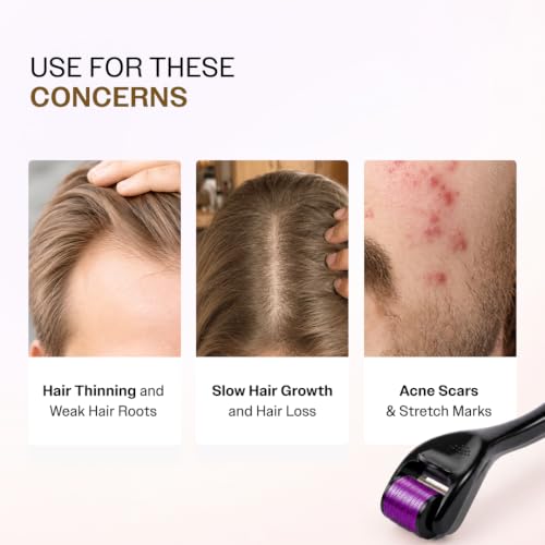 Image of Bare Anatomy Advanced Hair Growth Serum & Derma Roller Combo| 540 Titanium Needles | 3% Redensyl 4% Anagain 3% Baicapil | Hair Density & Scalp Care | 30ml + 0.5mm