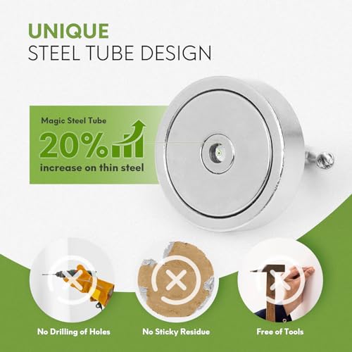 Image of Neosmuk Magnetic Hooks, Cruise Ship Essentials, 80lb+ Heavy Duty Magnetic Hooks for Cruise Cabins, Refrigerator, Grill, Hanging, and Travel | Extra Strong Must-Haves Magnet Hook,Silver (Pack of 2)