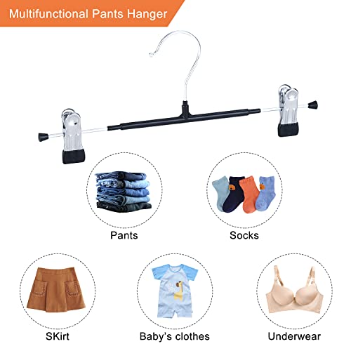 Bumodel 20 Pack 12Inch Heavy Duty Pants Skirt Hanger With Clip,Rubber Cover Metal Black Non Slip Women Hanger 360 Swivel Hook Saving Space Clothing Hanger For Adult, Men, Children, Kid, Baby #TOP3