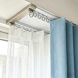 2-Läufige Gardinenschiene, 4M Leise Doppelreihige Vorhangschiene aus Aluminiumlegierung, Leise Doppelreihige Gardinenschiene, Deckenschiene Raumteiler für Wohnzimmer, Schlafzimmer