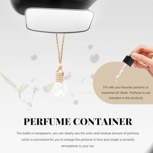 Image of 5 PCS Hanging Car Air Freshener, 8ml Empty Clear Glass Perfume Bottle Freshener Diffuser, Essential Oil Fragrance Aromatherapy Bottle Ornament for Car, Interior Car Accessories (Rhombic)