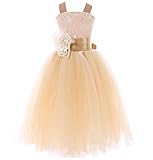 FAYBOX Pageant Wedding Flower Girl Dress Crossed Back Bow Feather Sash Fluffy 4