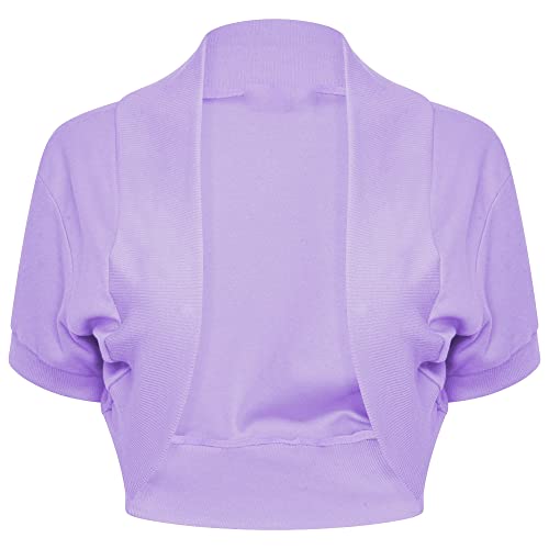 Image of Loxdonz Girl's Short Sleeve Shrug Childrens Kids Cotton Cardigan Bolero Shrug Jacket