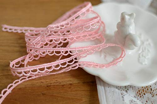 Ruban de dentelle rose 7mm de largeur en polyester pour couture