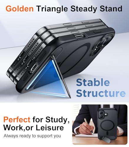 Image of Magnetic Compatible with iPhone 16 Plus Case, [Built-in Invisible Kickstand][Compatible with MagSafe] [Military Grade Shockproof] Slim Translucent Matte Phone Case for iPhone 16 Plus 6.7 inch