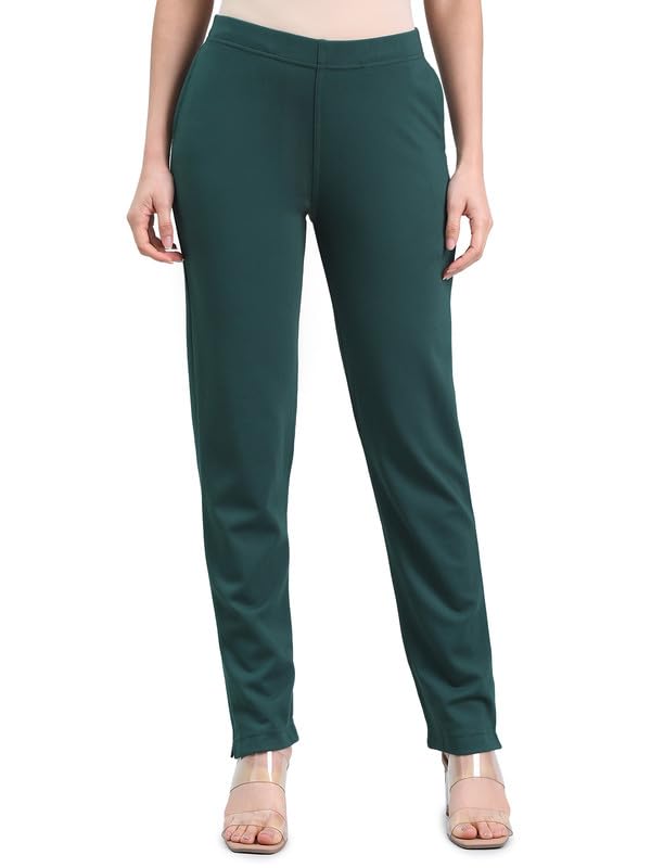 Image of GO COLORS Ponte Smart Kurti Pants Full Length for Women | Breathable, Mid Rise