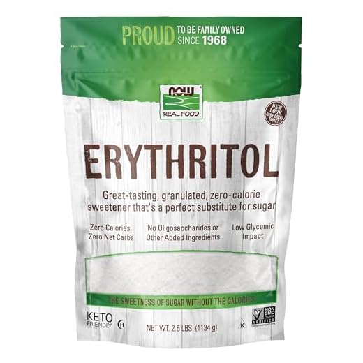 NOW Foods, Erythritol, Great-Tasting Sugar Replacement, Zero Calories, Low Glycemic Impact, Kosher, 2.5-Pound (Packaging May Vary)