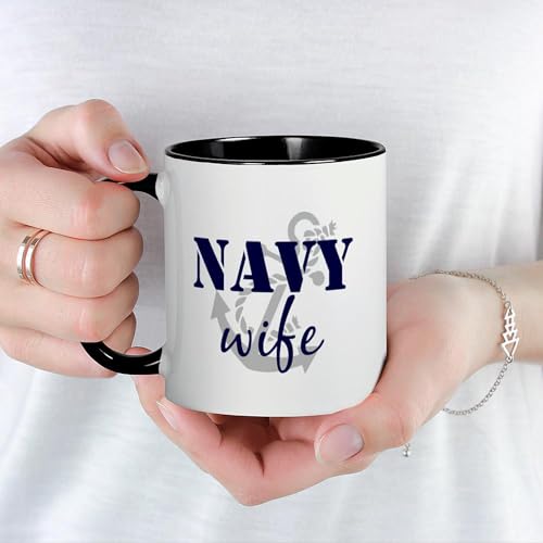 Taza de cerámica Navy Wife 11 oz miniatura 3
