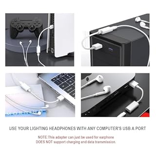 Fidioto USB Male to Lightning Female Audio Adapter Cable Type A to Lightning Dongle Converter Support Volume Control Mic Compatible with MacBook Computer PC Headphone,Earphones, Earbuds, and More