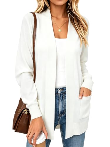 Image of Spicy Sandia Women's Basic Open Front Long Cardigan Sweaters with Pockets | Capsule Wardrobe Essentials, Early Fall 2026 Trendy