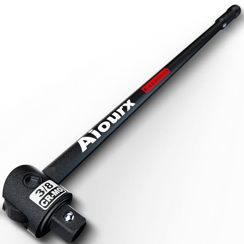 Image of 3 /8 inch Drive 17.5 Inch Breaker Bar, Heavy Duty Head, Premium Chromium-Molybdenum Steel, Laser Etched Marking, for Grip and Break Loose Tight Bolts, Nuts