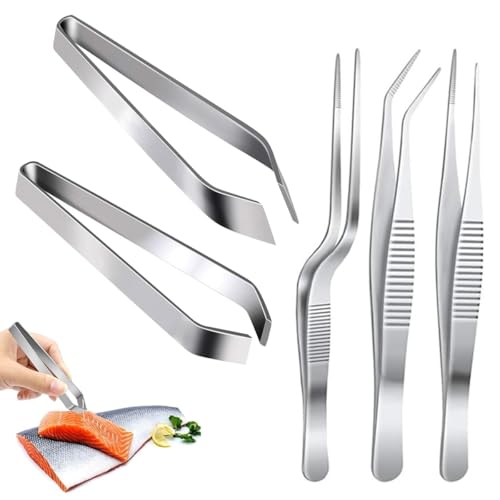 RuiChy Stainless Steel Tweezers Kit - Fish Bone & Culinary Tongs