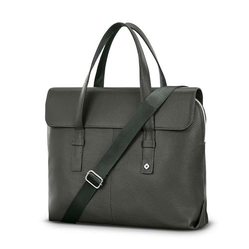 Image of Samsonite Mobile Solution 2 Convertible Pebbled Leather Briefcase Laptop Bag with Crossbody Strap, Padded Sleeve