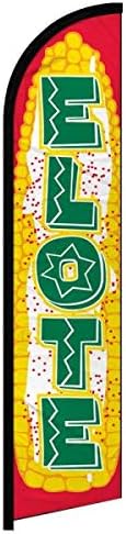 Bandera Elote King sin viento  Cartel de Elote para marketing empresarial  2.5 pies x 11.5 pies  Bandera de Elote de poliéster resistente a la