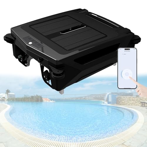 Skimmer robótico de piscina alimentado por energía solar con soporte de aplicación, aspiradora automática, modos de carga dual, prevención inteligente de obstáculos, adecuado para todos los tipos de