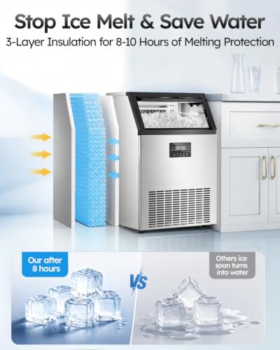 Image of Mojgar Commercial Ice Maker 180lbs /24H with 50lbs Ice Storage 2 Water Inlet
