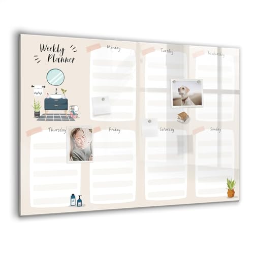 Tableau magnétique en verre mural pour organiser votre planning sans traces