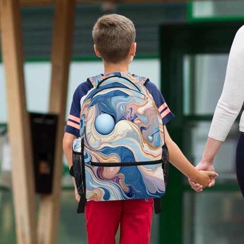 Sac à dos marbré polyvalent grand volume avec ensemble 2 pièces